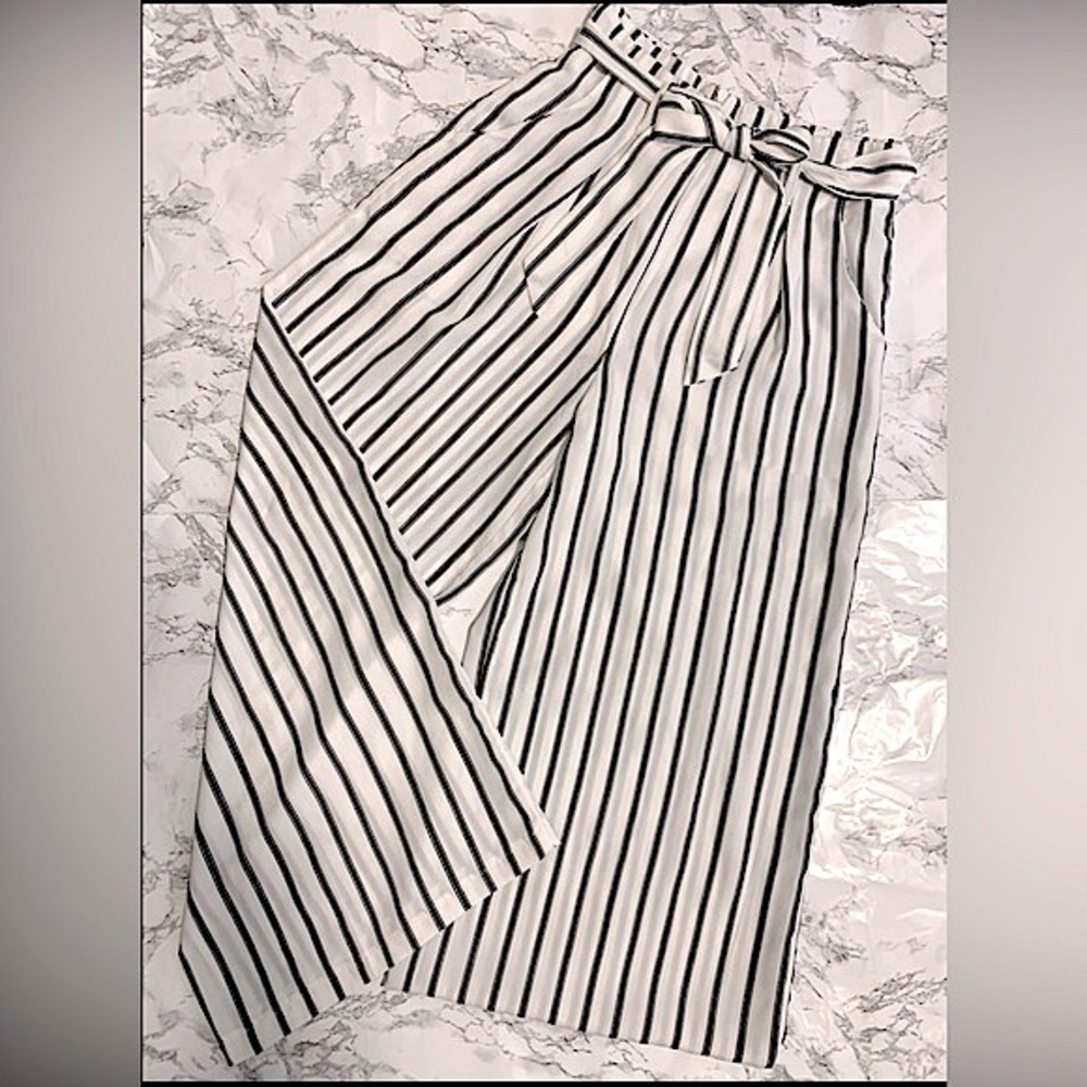 Wide Legged Striped Dress Pants